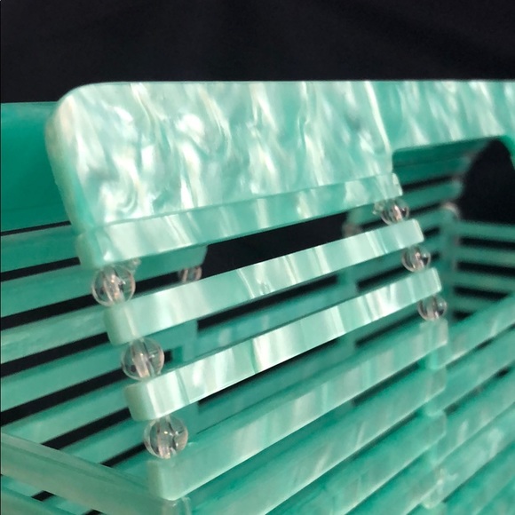 Pearl Acrylic Structured Handbag Beach Aqua NWT - Picture 5 of 8